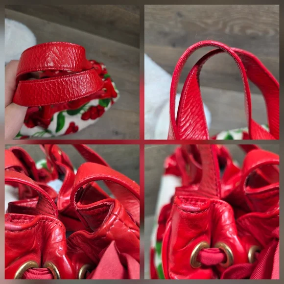 RARE Y2K Juicy Couture Cherry Velour Terry Daydreamer Weekender Bag Cherries - Picture 11 of 16